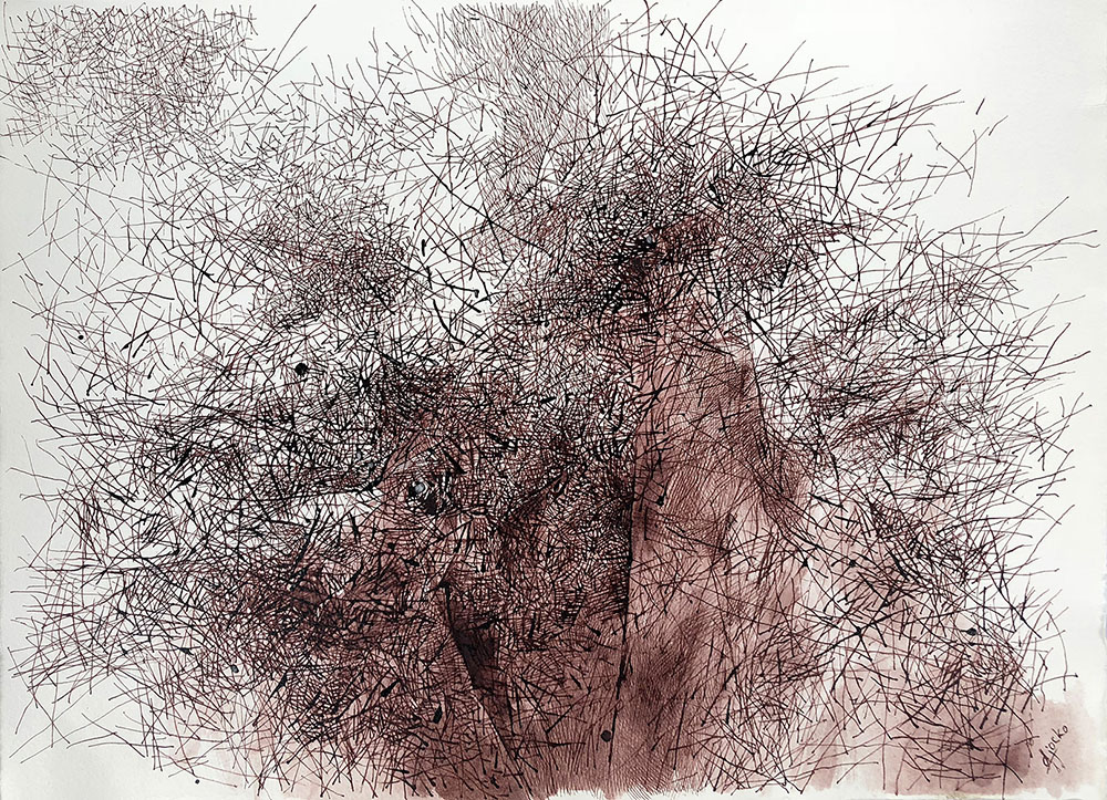 Djochkoun Sami, "Archmemory-III", 2015, bistre on paper, 39 x 54 cm. Djochkoun Sami, "Archmemory-III", 2015, bistre on paper, 39 x 54 cm.